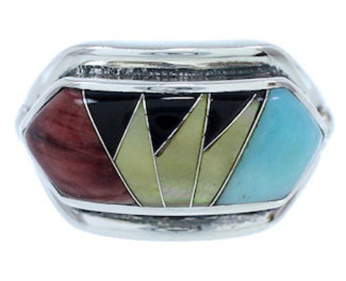 Southwest Silver Multicolor Ring Size 5-3/4 YS72349